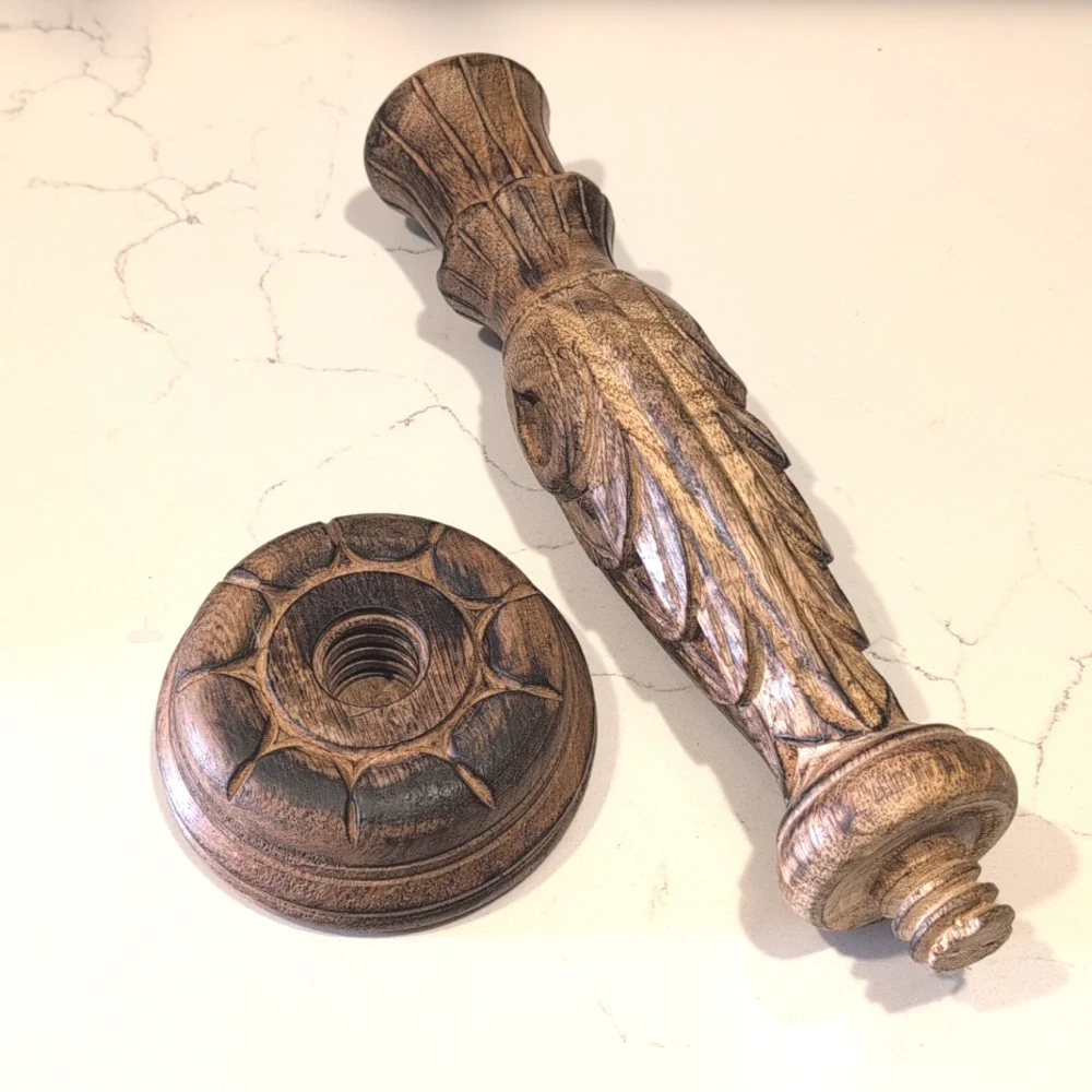Vintage Wood hand carved, 2 piece tapir candle holder. 12.5